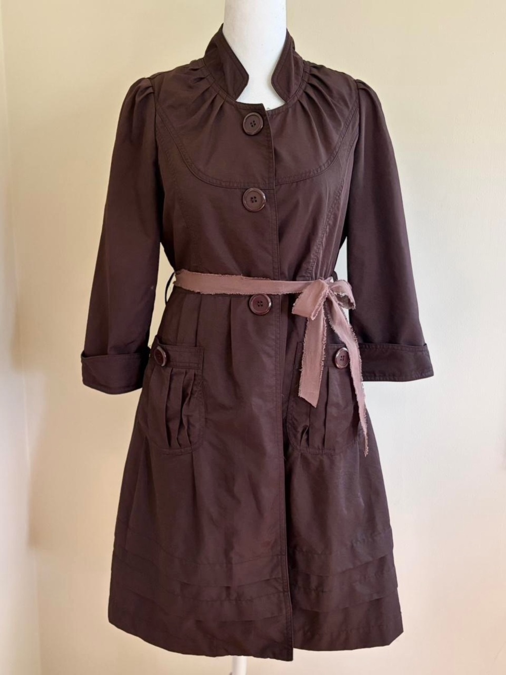 Vintage Y2K babydoll twee lolita ruffle brown dress coat Jfashion Japanese S